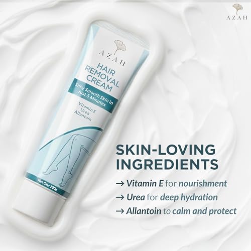Image of Azah Hair Removal Cream for Women [100 GM] | Bikini Hair Removal Cream with Vitamin E, Urea & Allantoin | Fast & Painless Hair Remover | Ideal for Arm, Underarm, Leg & Bikini Area