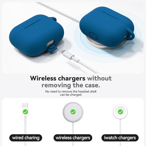 Ljusmicker for AirPods Pro 3 Case 2025 with Cleaner Kit,Soft Silicone Protective Cover for Apple AirPods Pro 3rd Generation Case for Women Men,AirPod Pro 3 Cases Accessories with Keychain-Lake Blue - 5