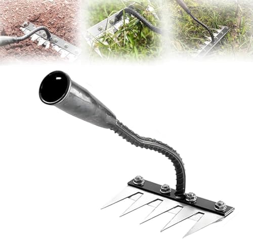 5/6/7/8 Teeth Carbon Steel Garden Weeding Rake, Gardening Hand We...