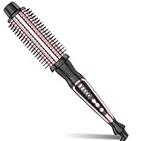 DENVEK Heated Round Brush, Ceramic Tourmaline Ion Curling Iron, Hot for Fluffy Thermal Brush Curling Wand, Suitable for All Hair Types Tool (Rose Gold, 1.5 inch)