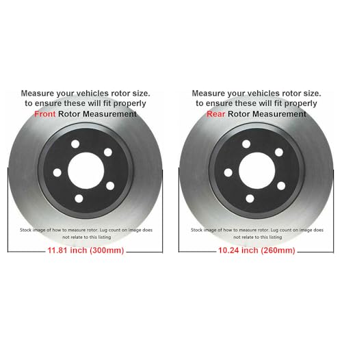 Image of Detroit Axle - Brake Kit for 2004-2008 Acura TSX 2003-2007 Honda Accord | Brake Rotors Brake Pads 2005 2006 Replacement 11.80 inch inch Front and 10.24 inch inch Rear Rotor