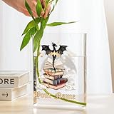 Custom Dragon Acrylic Book Vase – Personalized Book Lover Gift with Fantasy Sword Design, Clear Transparent Book-Shaped Vase for Reader Bookshelf Decor, Library or Bookstore Decoration (Dragon10)