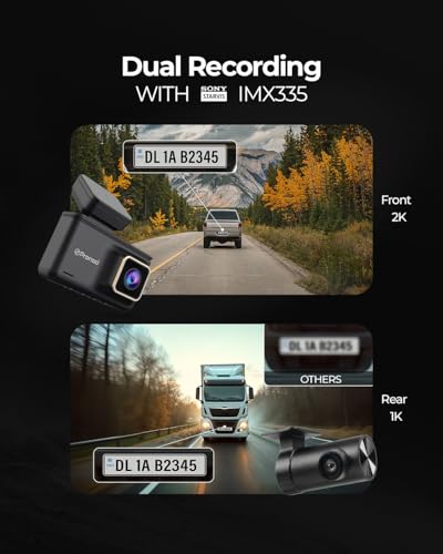 Image of PRONOD 3K Dash Cam for Car Front and Rear | Dashcam for Car with Mic, AI Voice Control, 3 inch IPS Display, Sony Starvis Sensor, WiFi App Control, G-Sensor, 24H Parking Mode, Two Way Audio-Supports 256GB