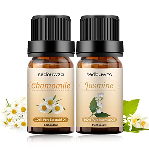 Chamomile Essential Oil Jasmine Essential Oil Organic, 100% Pure, Undiluted, Natural Jasmine Essential Oils For Aromatherapy And Diffuser - 10Ml X 2 Gift Set (Chamomile + Jasmine) #TOP26