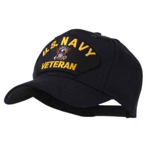 e4Hats.com Veteran Military Large Patch Cap - US Navy Black OSFM Cover
