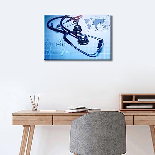 Image of TUMOVO Medical background Poster Wall Art Medical Decor Medical Pictures Bathroom Decor Wall Art 1 Panel Modern Artwork Print on Canvas Framed Ready to Hang (12 inch Wx18 H)