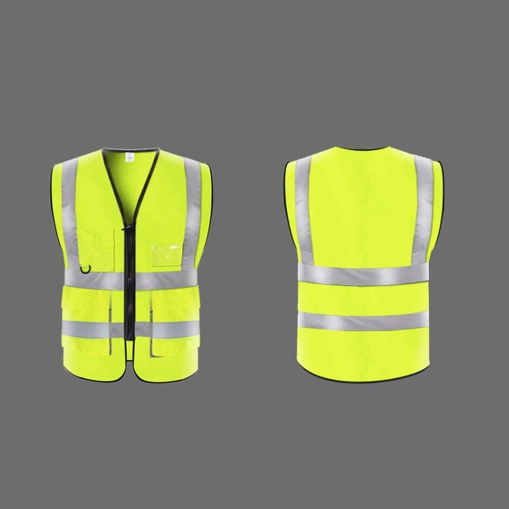 chaleco reflectante, Chaleco de seguridad alta visibilidad, traje reflectante construcción, chaleco, hilo baja elasticidad con bolsillos y overoles cremallera(Oranje)