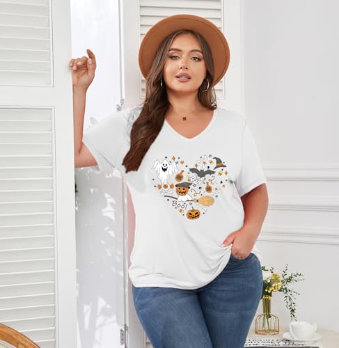 Image of ForHailey Women's Plus Size Short Sleeve Tee Shirt V Neck Basic Ladies Loose Fit T Shirt 1X-5X