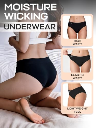 Image of Balanced Tech Moisture Wicking Underwear for Women, Seamless Workout Hipster Brief Bikini Panties