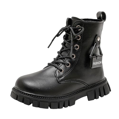 Girls White Lace Up Ankle Boots Girls Halloween Cosplay Boots Zipper Combat Booties Lug Sole (Little Kids/Big Kids)