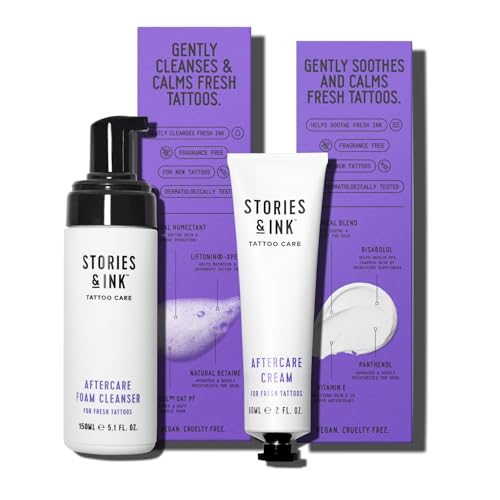 Stories & Ink Tattoo Aftercare Duo - 2-Step Routine for Fresh Tattoos Contains: Cream & Foam Cleanser