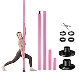 AW Static Dancing Pole Portable Full Kit Pink Package Exercise Club Party Weight Loss 50mm Pink Dancing Pole Kit with Bag, Non Rotating, Applicable Height from 7.2-9.2Ft(218.5-280cm)