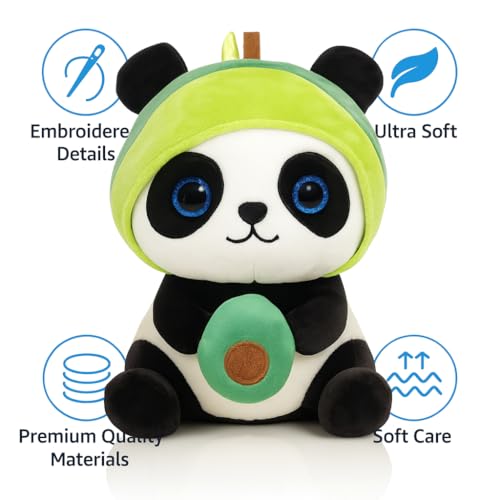 Image of Fun4you Avocado Panda Soft Toy | Cute Plush Stuffed Animal with Hoodie for Kids | Cuddly Panda Doll for Baby Girls & Boys | Birthday Gift, Sleeping Companion & Nursery Decor (30 cm)