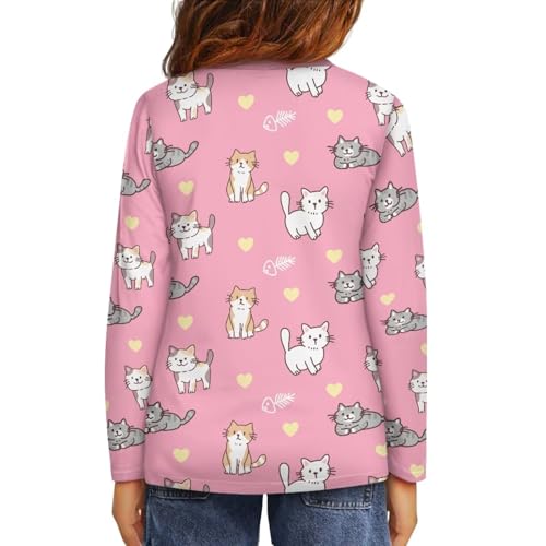 Image of Girls Long Sleeve Shirts Casual Crewneck Soft T-shirts for Girls 3-16 Years Old