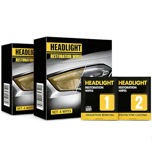 JIUHCORY Headlight Restoration Wipes Kit 2Step Headlight Cleaner & Protective Coating Removes Yellowing & Oxidation Restores Clarity & Shine No Tools Needed Quick DIY Headlight Lens Repair