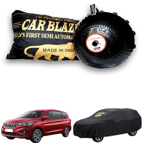 Image of CARBLAZER Portable & Semi-Automatic Full Body Car Covers: Heavy Duty Device| Anti-Theft| Dust & Scratch Proof | Water & Wind Resistant|Custom Fit| Dual-Side Cover, Compatible for Maruti ERTIGA New