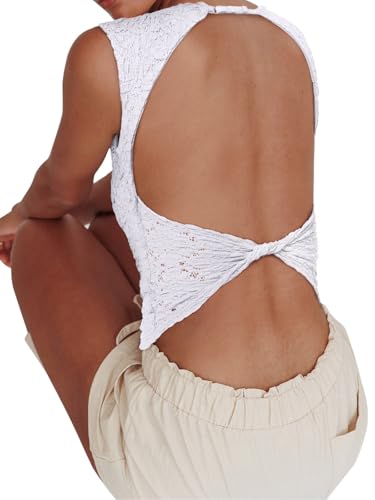 REORIA Women's Open Back Lace Tank Top - Use code Y3Y5ESSG - Image 3