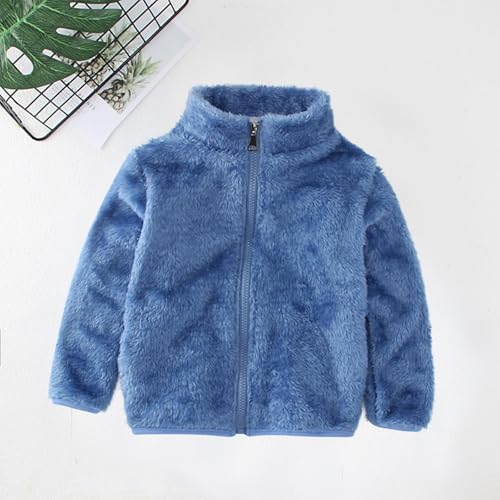 Fuzzy Fleece Jackets for Toddler Boys Girls Full Zip Oversized Sherpa Coat Lightweight Stand Collar Winter Jacket2