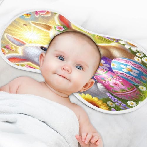 Easter Rabbits Eggs Flower Baby Burp Cloths Cotton Burp Clothes Absorbent Muslin Burp Cloths Soft Burp Cloth Rags for Newborn Girl Unisex Boy 1 Pack 22x11 Inches4