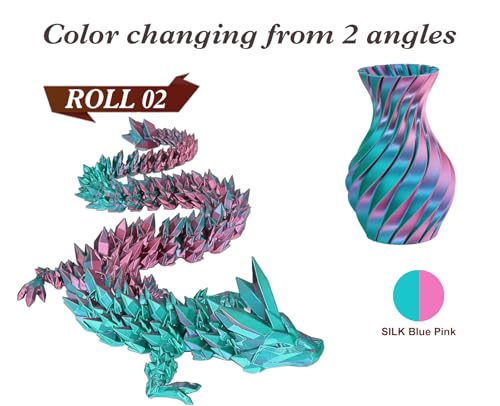 Image of LOVOON Silk PLA 3D Printer Filament Bundle 2 KG, PLA Filament 1.75mm, Shiny Silk Blue /Green /Red and Blue /Pink Change by Angle, 3D Printing Filament for Most FDM Printers and 3D Pen, 1KG X 2 Spools