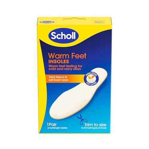 Scholl Warm Feet Insoles - Thick Insulating Fleece Layer for Warm Feet - Ideal for Cold and Rainy Days Perfect for Boots & Wellies Trim to Fit Shoe Insoles UK Size 3-11 1 Pair