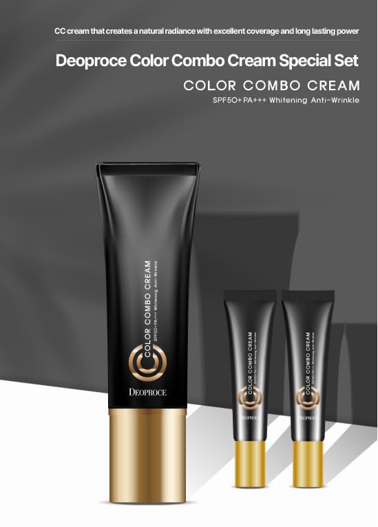 Deproce Color Combo CC Cream SPF50+ PA+++(#21 Natural Beige) I Anti-Wrinkle, Hydrating CC Cream I Strong Glow Effect for Silky, Radiant Skin I Korean Skincare