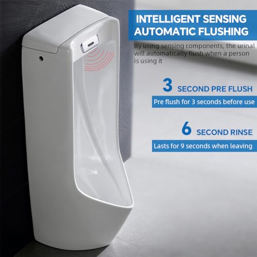 Image of Serplex Wall Mounted Stainless Steel Automatic Urinal Flush Sensor Set for Public Toilet, Home, Office, Bathroom with Dual Power Supply Mode Chrome Plated