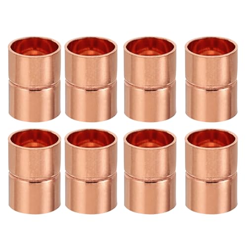 PATIKIL 8pcs Manchons à Souder en Cuivre, 12mm Raccords de Couplage Tuyau, Raccord de Tuyauterie Droit pour Raccordements Plomberie HVAC Climatisation Chauffage Réseaux, Épaisseur 0.8mm
