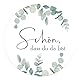 BETESSIN 120 Stück Gastgeschenke Hochzeit Aufkleber 4cm - Schön dass du da bist - Selbstklebende Etiketten im Eukalyptus Design - Hochzeit Sticker für Karten, Papiertüten und Geschenkverpackungen