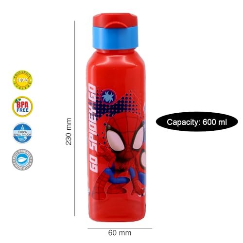 Image of SKi Homeware Lock & Seal Disney Lunch Box + Water Bottle Combo, for School Kids, a Gift for Girls and Boys with Attractive Character Prints and Vibrant Colours (Spiderman 1)