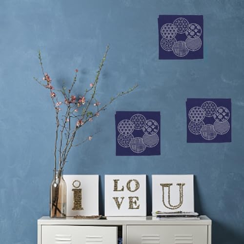 Image of WEBEEDY DIY Sashiko Placemat Kit with Traditional Japanese Sashiko Template Embroidery Fabric Patterns Table Mats Needlework Art Craft Kit with Instructions for Home Kitchen Dining Table Decor