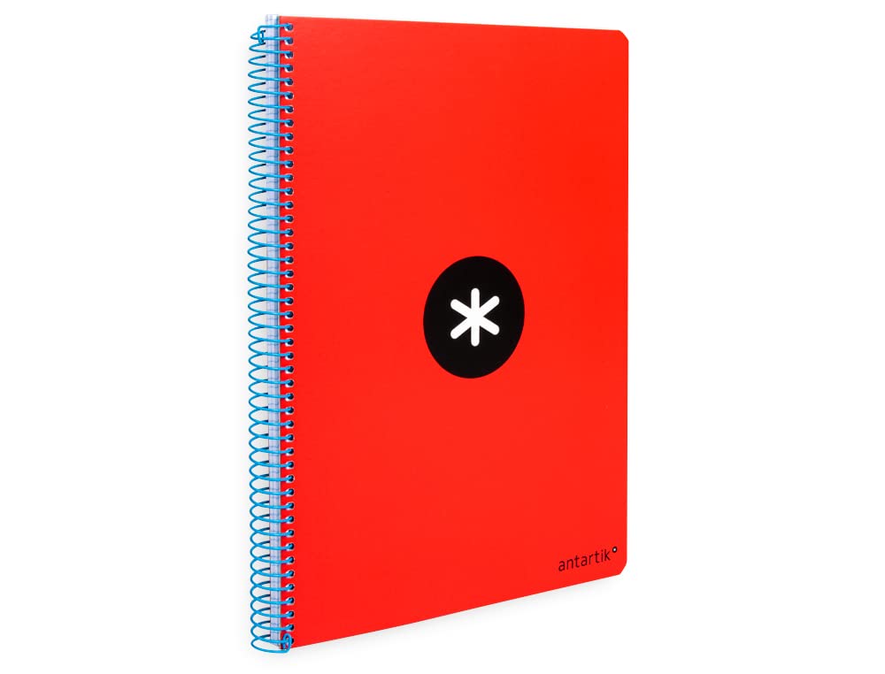 Cuaderno espiral liderpapel a4 antartik tapa dura 80h 90gr cuadro 4mm con margen color rojo