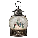 Wondise Lighted Christamas Snow Globe Lantern with Timer, 11.2 Inch USB Plug-in & Battery Operated Spinning Water Glitters Lighted Singing Snow Globe(Snowman)