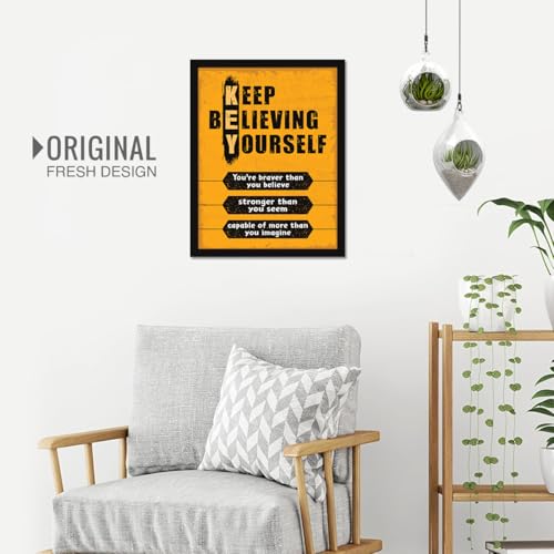 Image of Chaka Chaundh - Office Quotes Frames - Motivational Quotes Wall Frames for Office, Student - Positive Quotes Wall Frame - KEEP BELIEVING YOURSELF - (14 X 11 Inches)