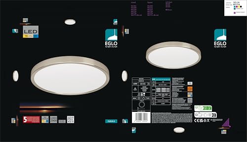 Eglo LED Ceiling Light Fitting Fueva 6, Round Ceiling lamp, Flush Light Fixture, Plastic in Silver and White - Image 2