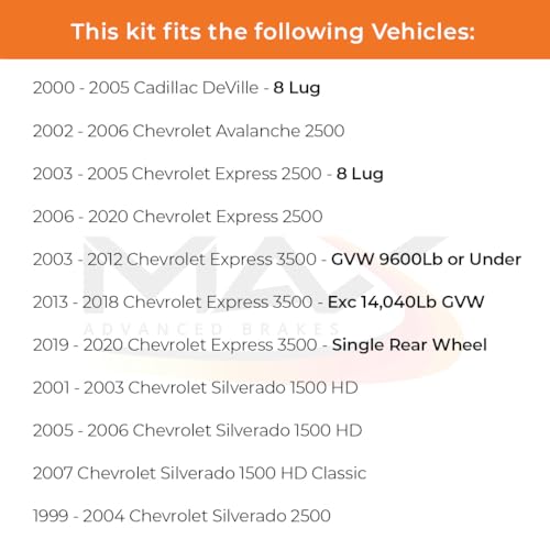 Image of Max Advanced Brakes Front Brake Kit Compatible With 2001-2010 Chevy Silverado Compatible With GMC Sierra 2500 3500HD Replacement Premium OE Disc Brake Rotors and Ceramic Brake Pads