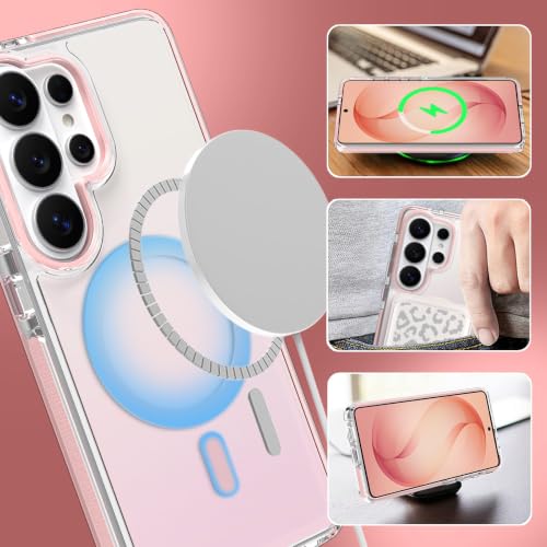 Image of Magnetic Case for Samsung Galaxy S26 Ultra [Compatible with Magsafe] [Anti-Yellowing] [1 Screen Protector] Slim Clear Iridescent Case for Galaxy S26 Ultra 6.9 inch, Pink