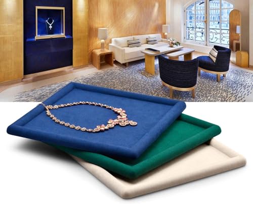 Microfiber Jewelry Tray Jewelry Display Trays Stackable Jewelry Organizer Tray Jewelry Trays For Drawer Padded Jewelry Tray for Necklace Bracelets Storage (Blue)