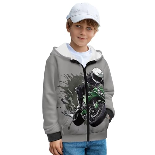 Long Sleeve Hooded Sweatshirt for Boys 6-16 Y Full Zipper Fleece Hoodies Lightweight Winter Jackets Coat Clothes