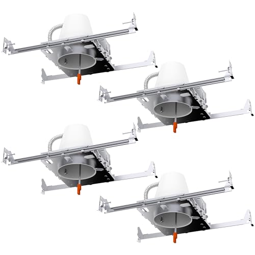 Sunco 4 Inch Recessed Lighting Housing Can Light New Construction, Air Tight Steel Ceiling Can, 120-277V, Hard Wired, TP24 Connector, Easy Install, IC Rated, UL Listed 4 Pack