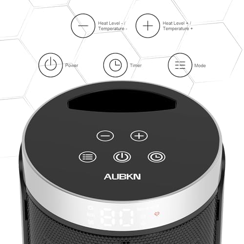 Space Heater, AUBKN Small Portable Electric Heaters for Indoor Use with Thermostat and Remote,12H Timer, 5 Mode, 1500W PTC Ceramic Fast Safety Heat for Home Office Bedroom - 1