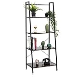 Bestier Ladder Shelf P2 Wood Ladder Bookshelf 4 Tier Ladder Shelf Bookcase Home Storage Rack Display Shelf Ladder Style Bookshelf Accent Furniture for Office, Bedroom, Living Room Brown