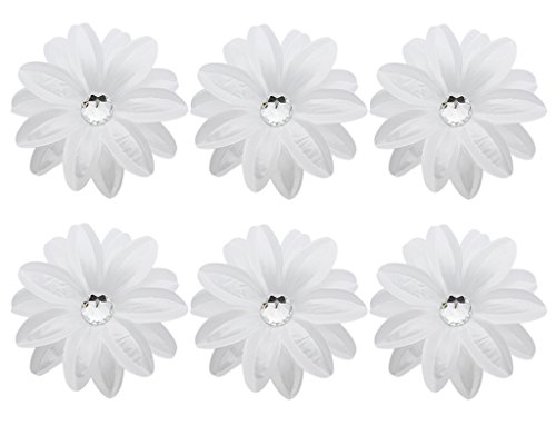BONAMART 6 Stück Frauen Baby Mädchen Kinder Blumen Haarspangen Set Schleife Haarschmuck Pfingstrose Weiß