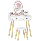 AIYAPLAY Tocador de Maquillaje Niña con Luces LED de 3 Colores, 2 en 1,...