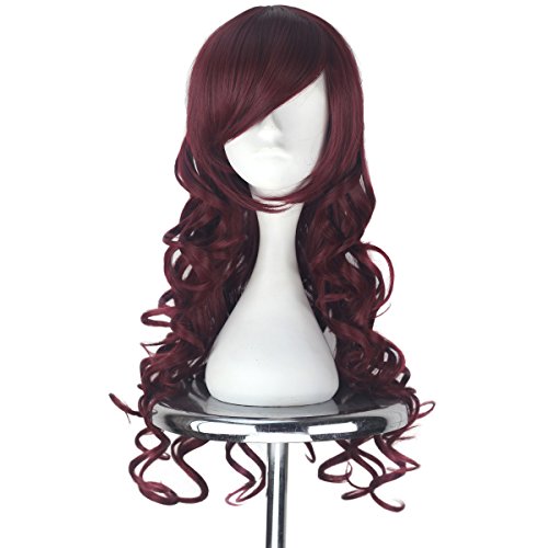 Miss U Hair Women Cute Long Curly Party Cosplay Costume Wig Halloween Burgundy Hair