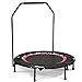 AMDirect Trampolino Pieghevole per Bambini Rotondo Letto Elastico Fitness Diametro 92 cm con Barra di Sicurezza Interna o Giardino (Nero 2)