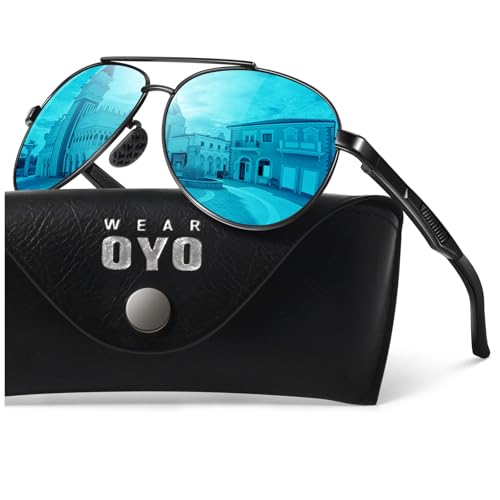 Image of WEAROYO Polarized Sunglasses Men Womens Al-Mg Alloy Frame Spring Hinges Pilot Military Style UV400 Protection Driving