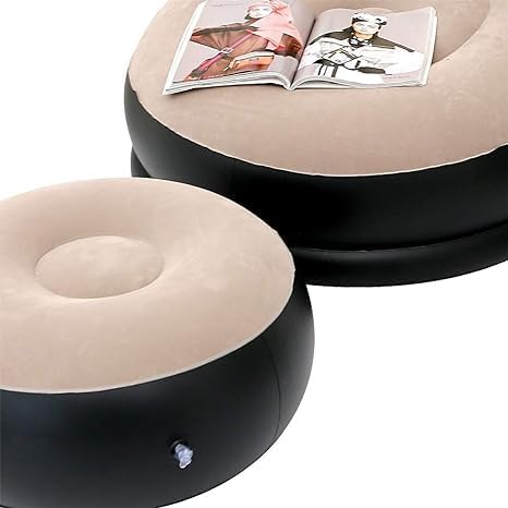HELOROS Inflatable Lounge Chair for Adults| Flocking Air Sofa with Standard Ottoman Foot Mat| Lounge Air Lazy Sofa Set| Sofa Chair Relaxation and Style Combined| Comfort for Travel, Camping 2
