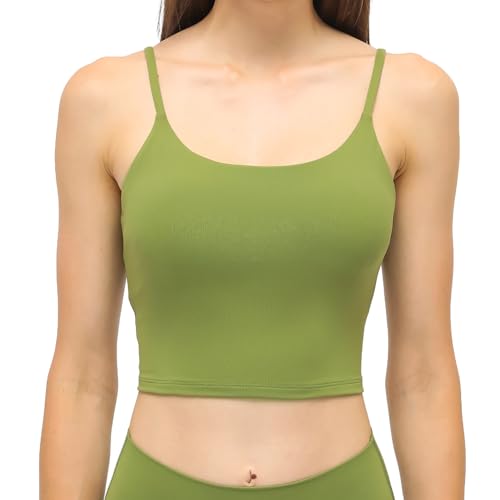 Image of Women's Strappy Stretch Sports Bra Longline Yoga Tank Top Fitness Bra Workout Camisole Crop Tops for Teen Girl
