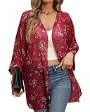 Argstar Women's Kimono Cardigans Casual Summer Tops Cover up Open Front Floral Print Resort Wear/Beachwear
